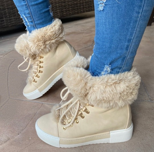 Damen Sportliche High-Top Sneaker mit flauschigem Kunstfellkragen Heidi Mode - Image 6