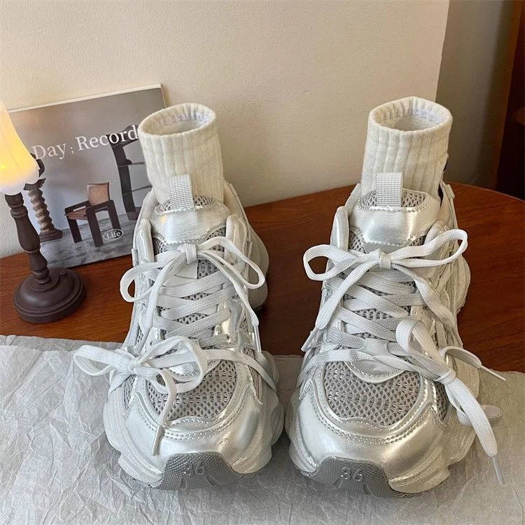Damen Sportliche High-Top Sneakers mit atmungsaktivem Mesh-Obermaterial und modischem Design Heidi Mode