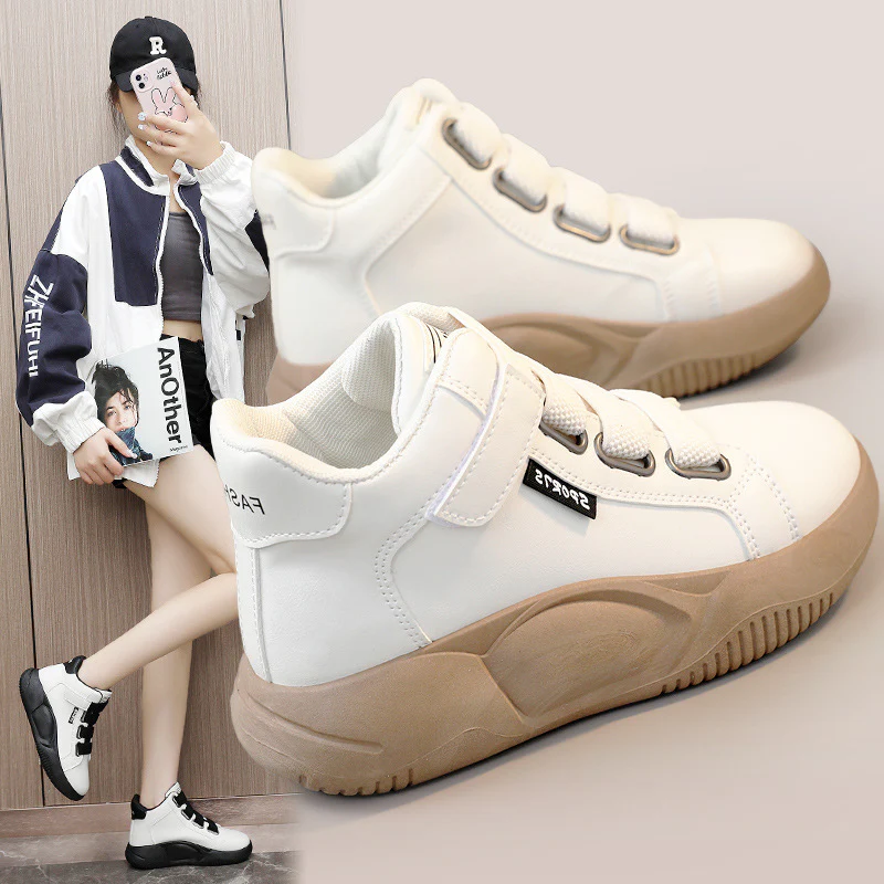 Damen Sportliche High-Top Sneakers mit elastischen Schnürsenkeln Heidi Mode
