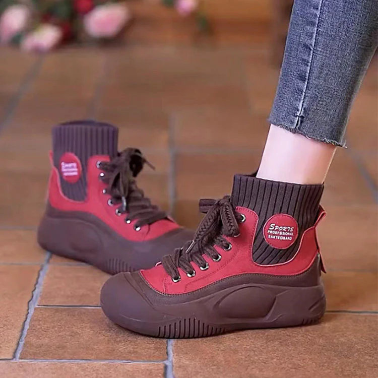 Damen sportliche High-Top Sneakers mit flexiblem Strick-Obermaterial und rutschfester Sohle Heidi Mode - Image 6