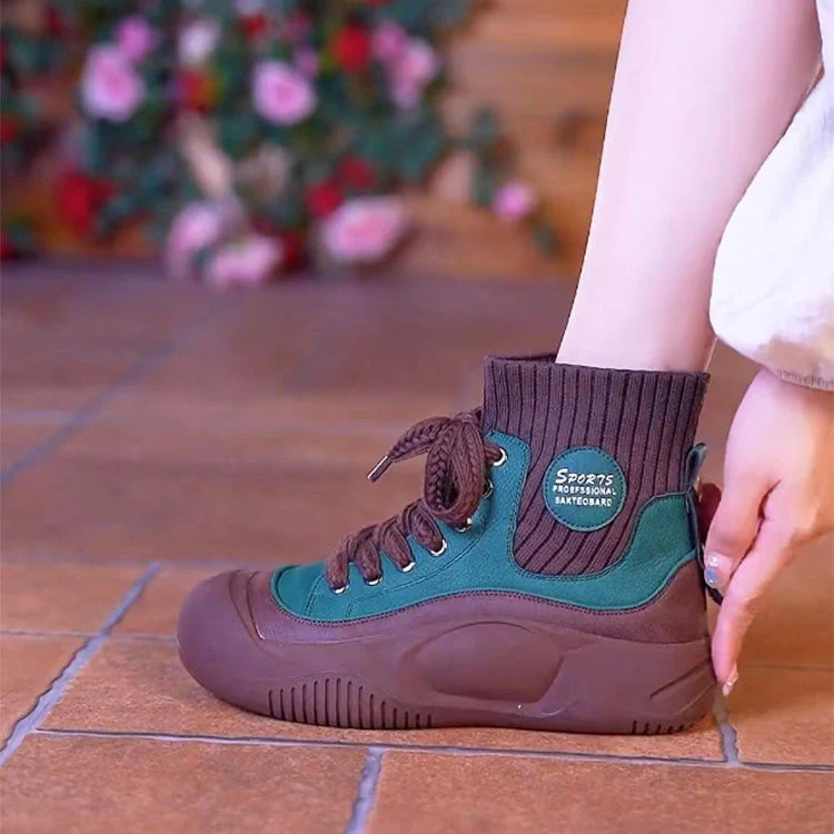 Damen sportliche High-Top Sneakers mit flexiblem Strick-Obermaterial und rutschfester Sohle Heidi Mode - Image 8