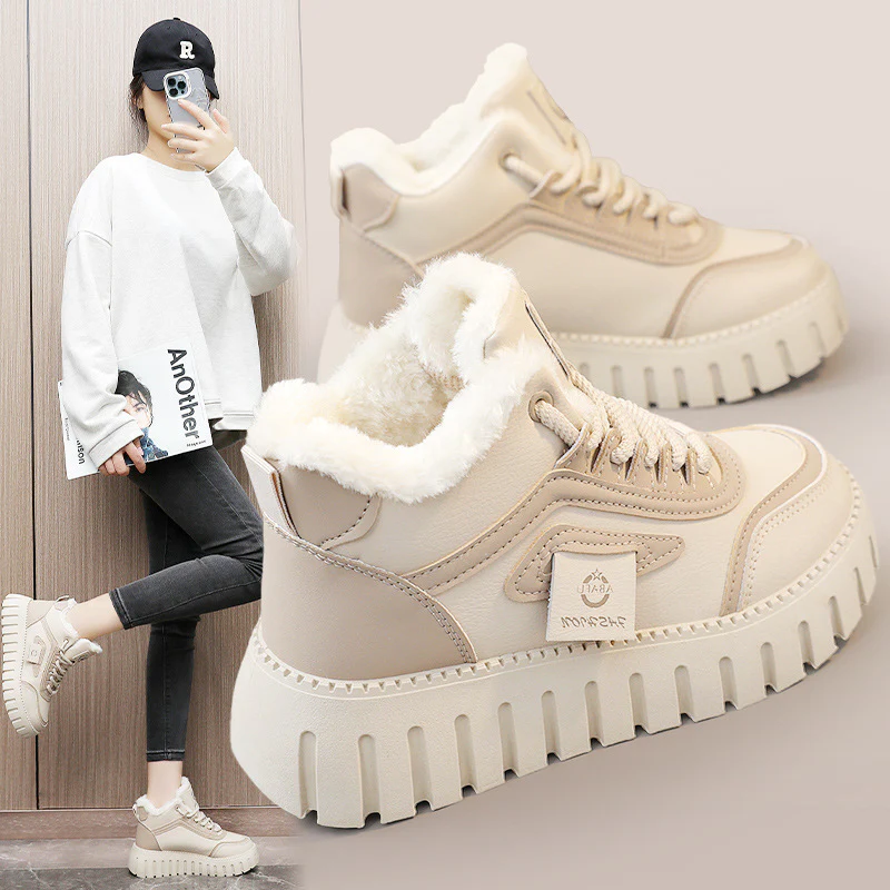 Damen Sportliche High-Top Sneakers mit gefüttertem Innenfutter und rutschfester Laufsohle Heidi Mode