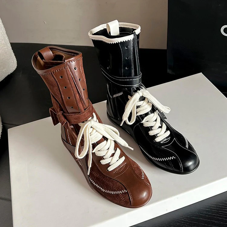 Damen Sportliche High-Top Sneakers mit modischem Schnürdesign und praktischem Klettverschluss Heidi Mode