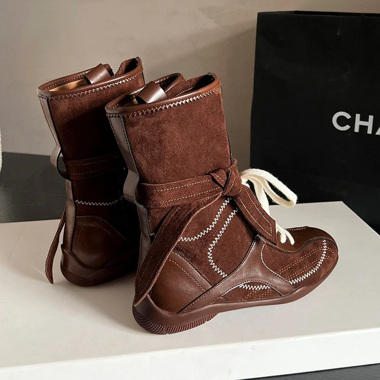 Damen Sportliche High-Top Sneakers mit modischem Schnürdesign und praktischem Klettverschluss Heidi Mode - Image 3