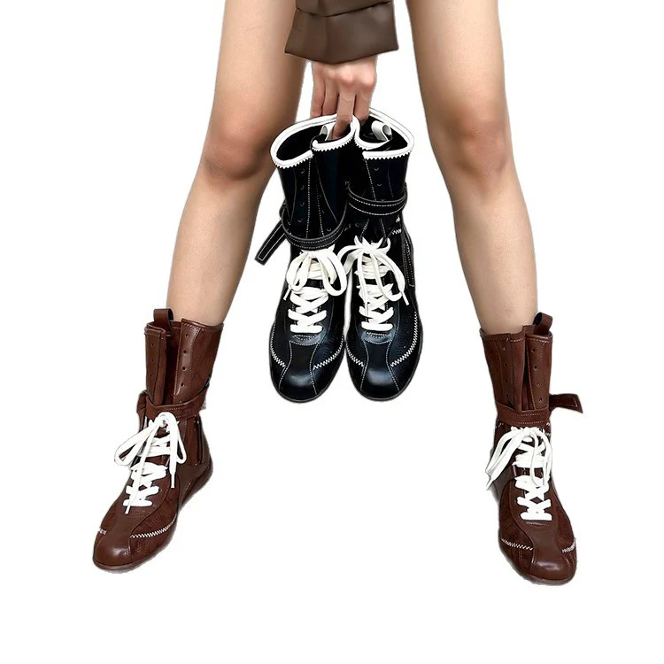 Damen Sportliche High-Top Sneakers mit modischem Schnürdesign und praktischem Klettverschluss Heidi Mode - Image 5