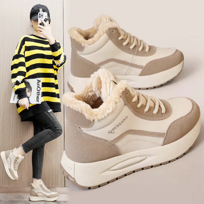 Damen Sportliche High-Top Sneakers mit warmem Fleece-Futter und rutschfester Sohle Heidi Mode - Image 3