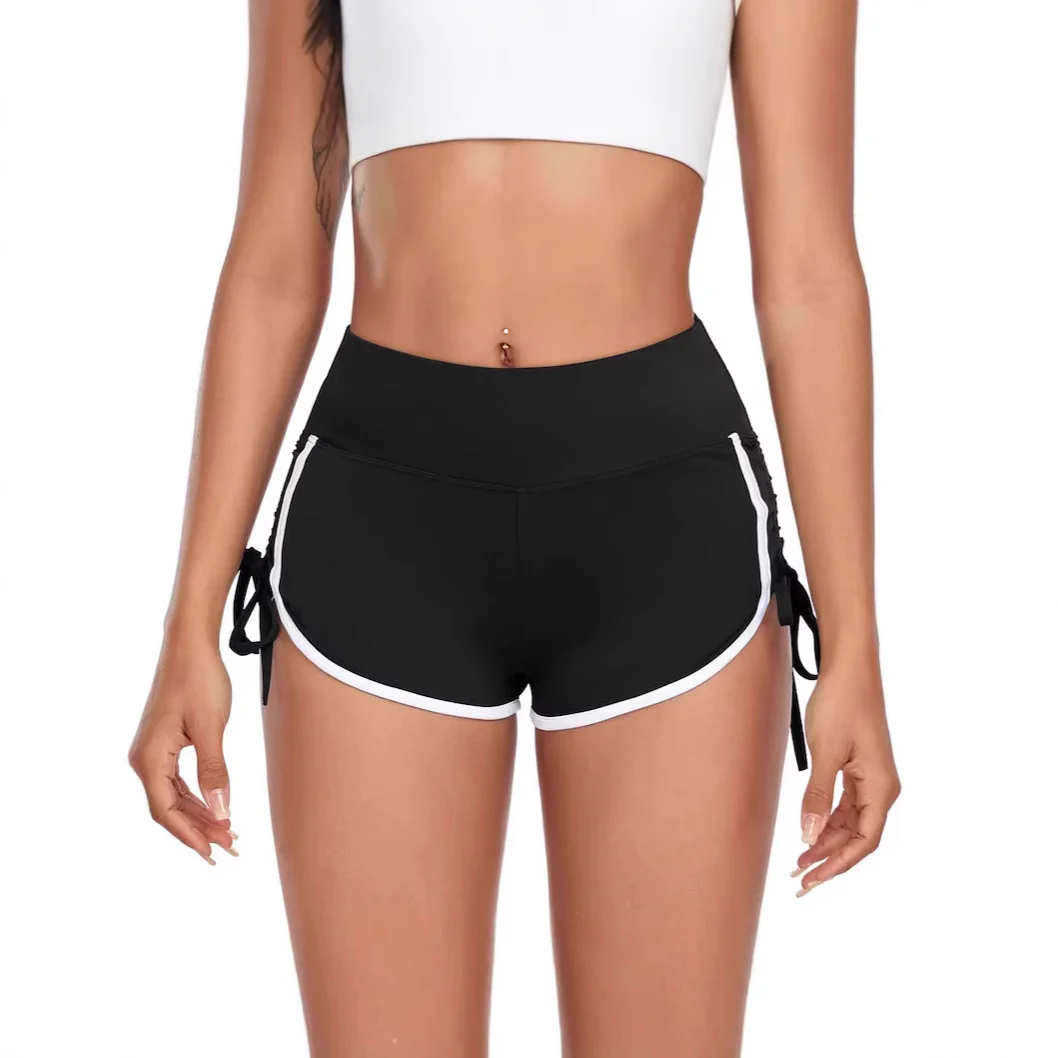 Damen Sportliche High-Waist Shorts mit seitlichem Rüschendetail Heidi-Mode