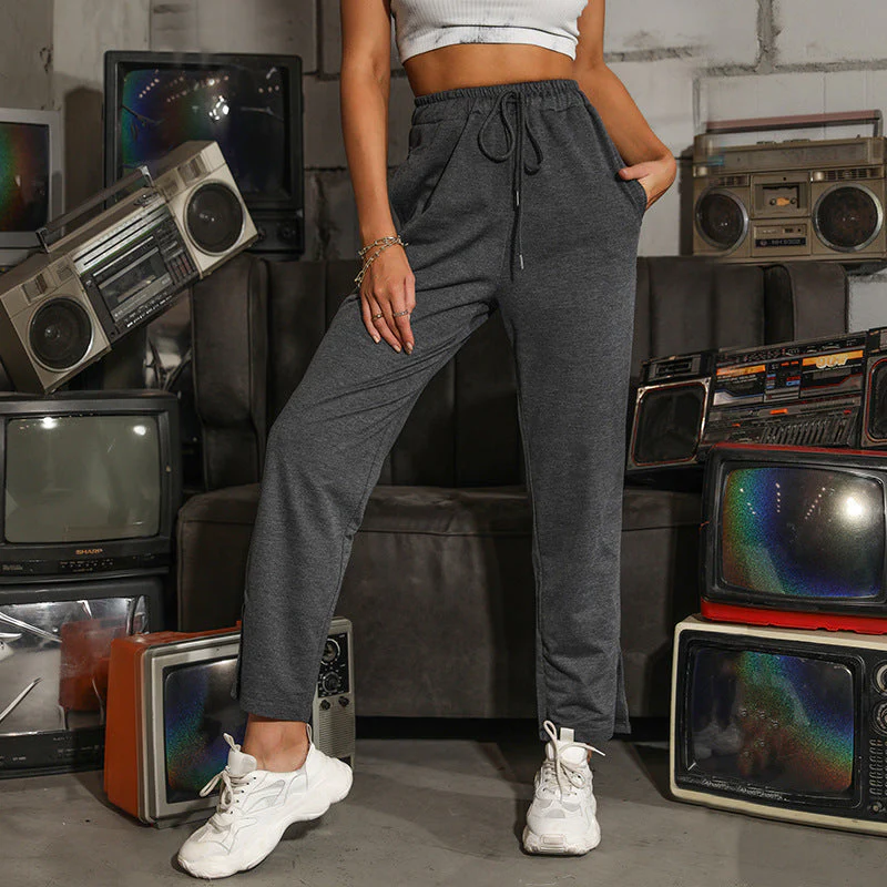 Damen Sportliche Jogginghose mit Elastischem Bund und Seitlichen Eingrifftaschen Heidi-Mode