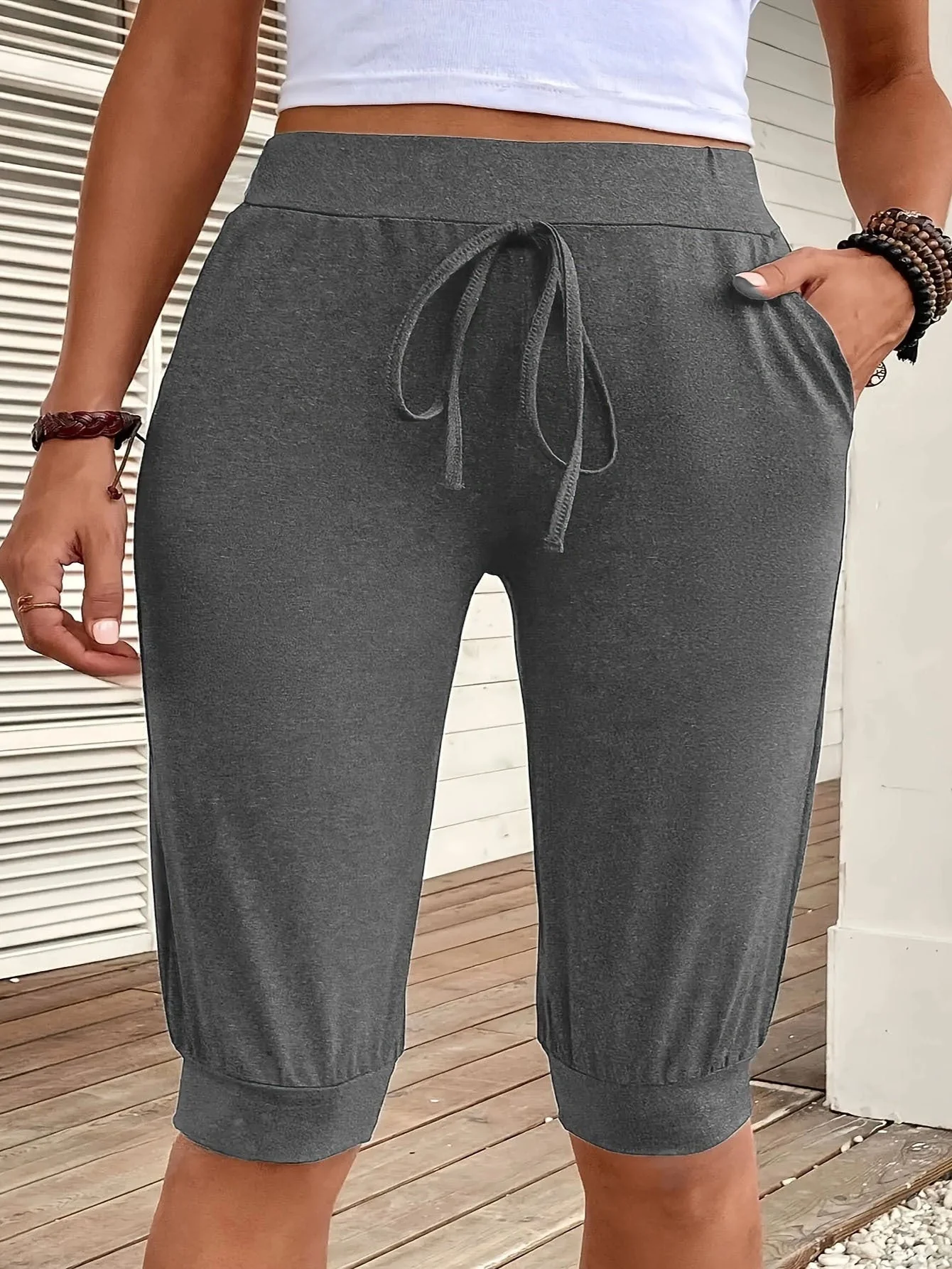 Damen Sportliche Kapuhosen Im Lässigen Design mit Dekorativem Kordelzug Heidi-Mode - Image 7