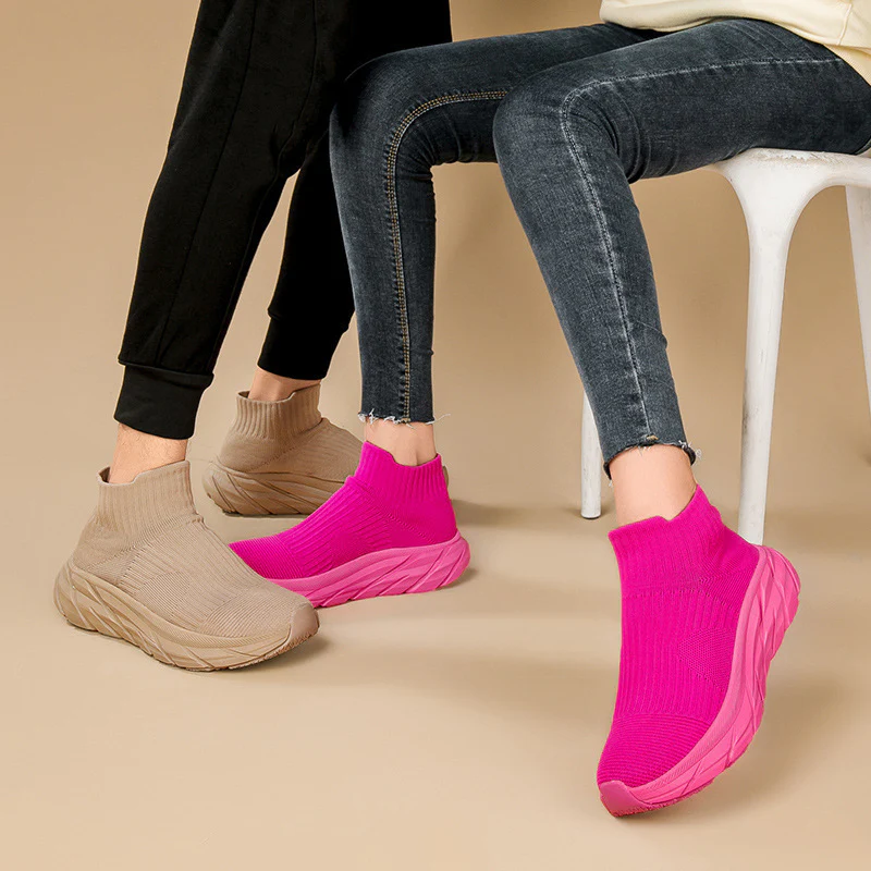 Damen Sportliche Knöchelsneaker mit elastischem Strickoberteil und rutschfester Sohle Heidi Mode - Image 4