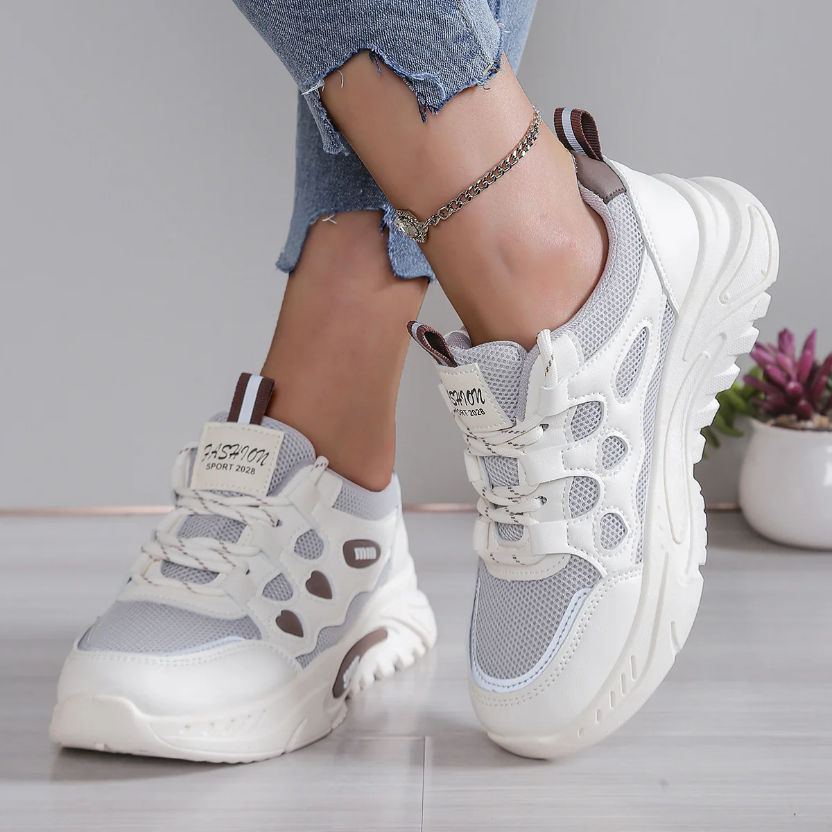 Damen Sportliche Laufschuhe mit atmungsaktiver Mesh-Oberfläche und komfortabler Dämpfung Heidi Mode