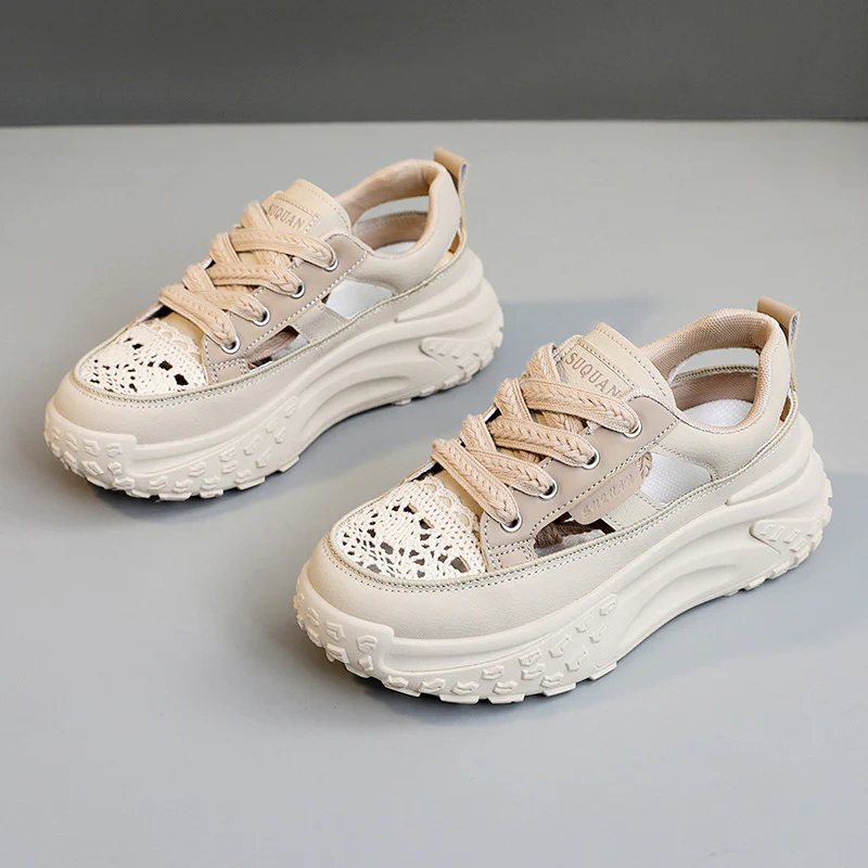 Damen Sportliche Plateau-Sneaker mit atmungsaktiver Oberflächenstruktur und modischem Design Heidi Mode - Image 6