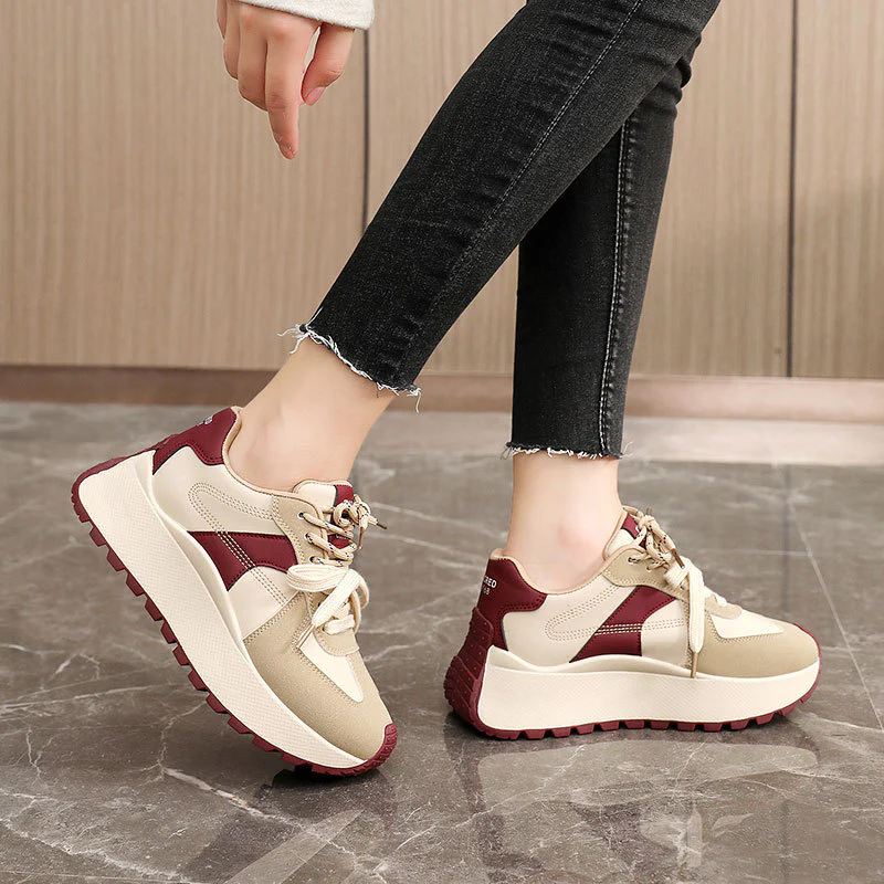 Damen Sportliche Plateau-Sneaker mit modischem Design und atmungsaktiver Oberflächenstruktur Heidi Mode - Image 3