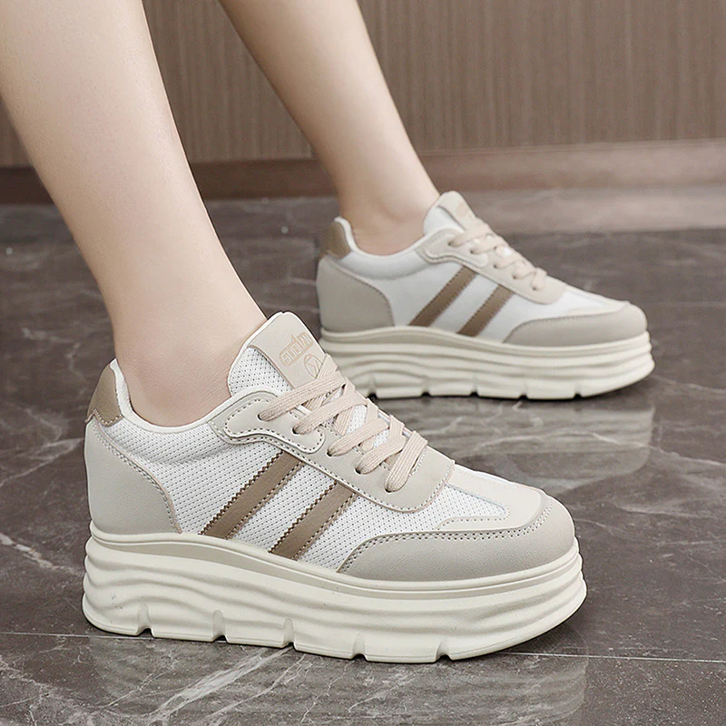 Damen Sportliche Plateau Sneakers mit atmungsaktivem Mesh-Obermaterial und dämpfender Laufsohle Heidi Mode - Image 3