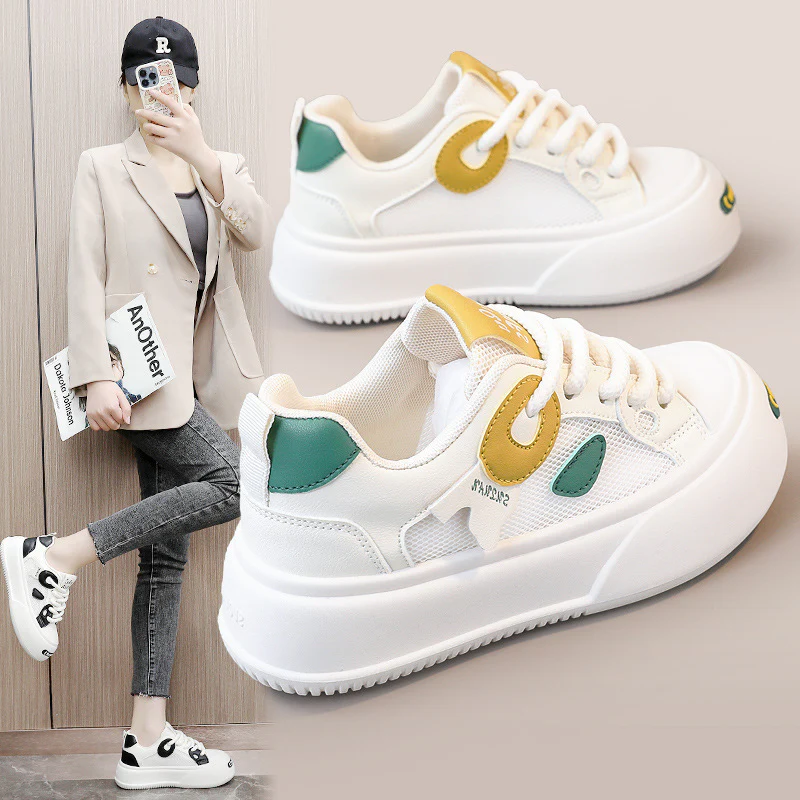 Damen Sportliche Plateau Sneakers mit atmungsaktivem Mesh-Obermaterial und dämpfender Sohle Heidi Mode