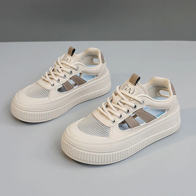 Damen Sportliche Plateau Sneakers mit atmungsaktiver Mesh-Konstruktion und rutschfester Laufsohle Heidi Mode - Image 6