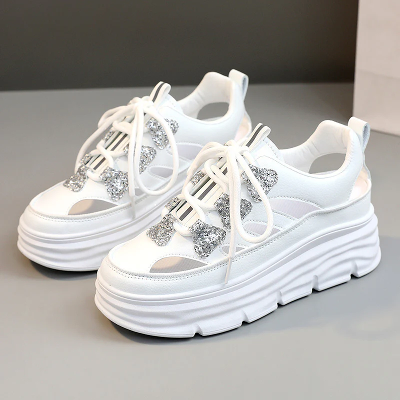 Damen Sportliche Plateau-Sneakers mit funkelnden Akzenten und trendigem Design Heidi Mode - Image 2