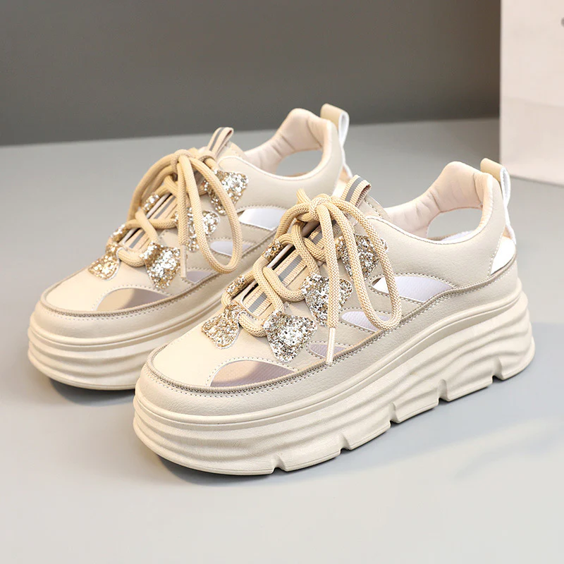 Damen Sportliche Plateau-Sneakers mit funkelnden Akzenten und trendigem Design Heidi Mode - Image 7