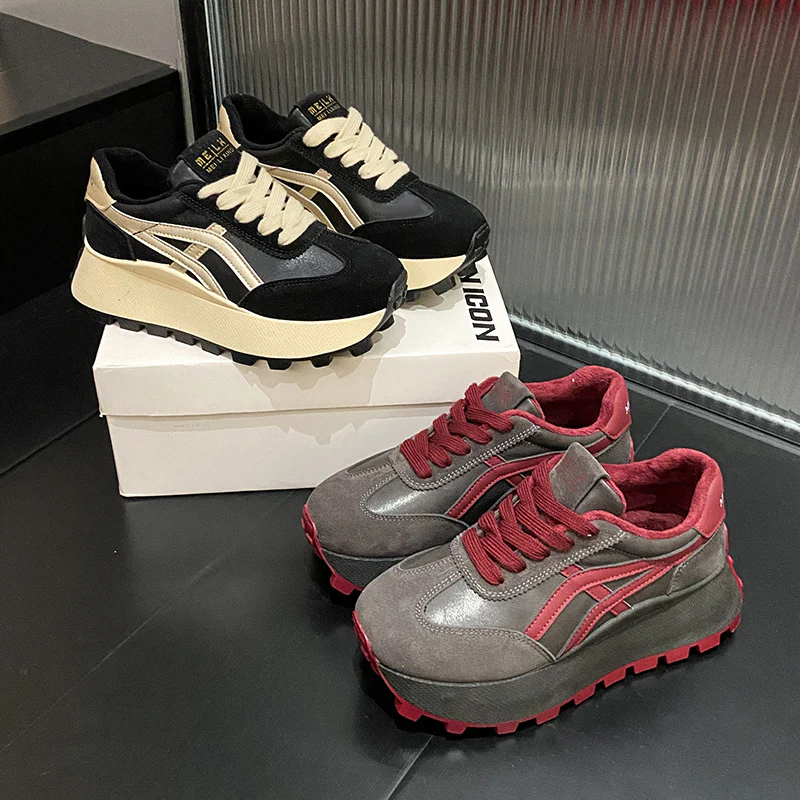 Damen Sportliche Plateau Sneakers mit rutschfester Sohle und atmungsaktivem Obermaterial Heidi Mode