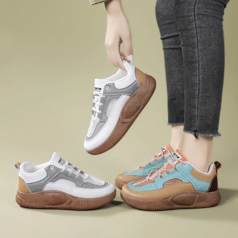Damen Sportliche Retro Sneakers mit atmungsaktiven Einsatz und rutschfester Sohle Heidi Mode