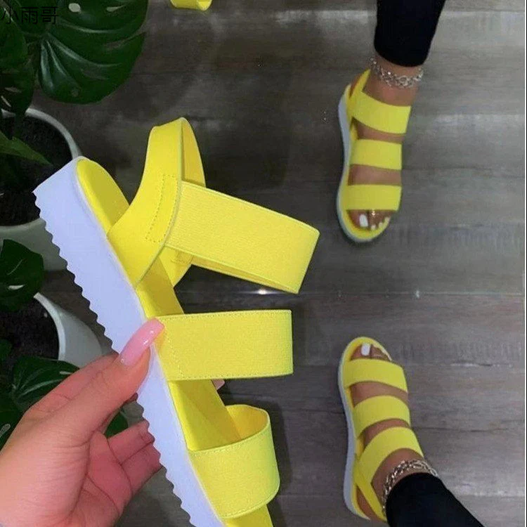 Damen Sportliche Riemchen-Sandalen mit Elastischen Gurten und Flexibel Gepolstertem Fußbett Heidi-Mode
