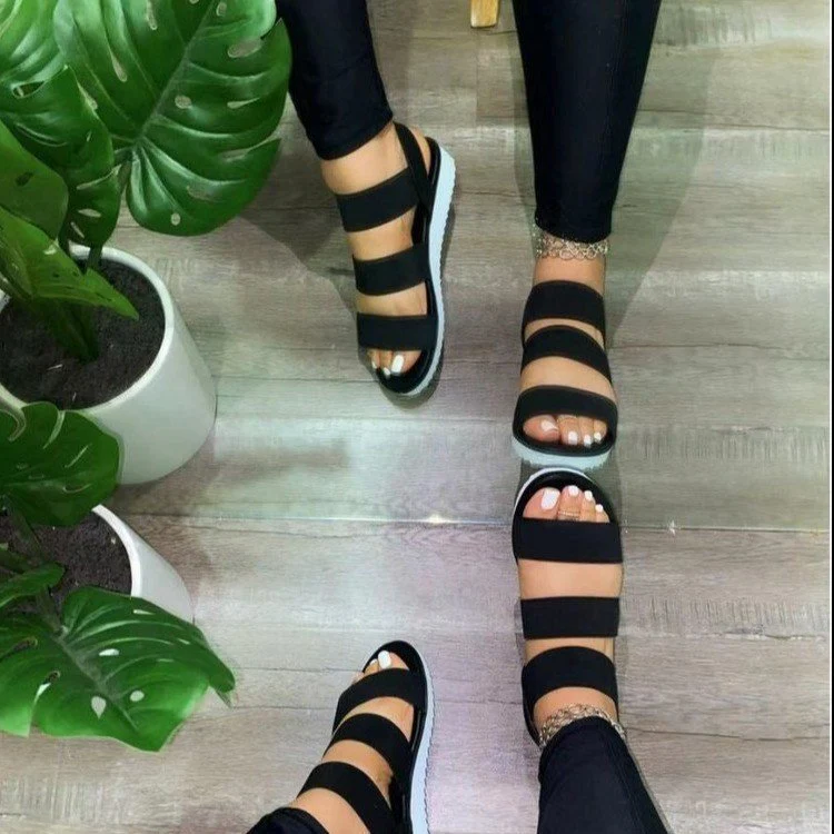Damen Sportliche Riemchen-Sandalen mit Elastischen Gurten und Flexibel Gepolstertem Fußbett Heidi-Mode - Image 3