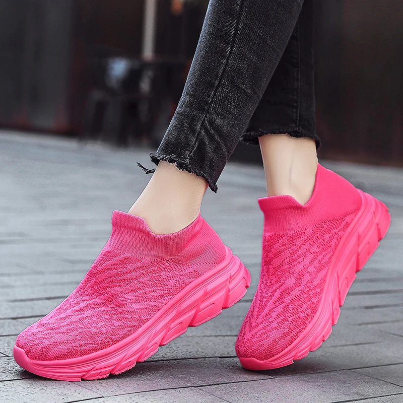 Damen Sportliche Slip-On Sneaker mit atmungsaktiver Strick-Oberfläche und dämpfender Laufsohle Heidi Mode - Image 2