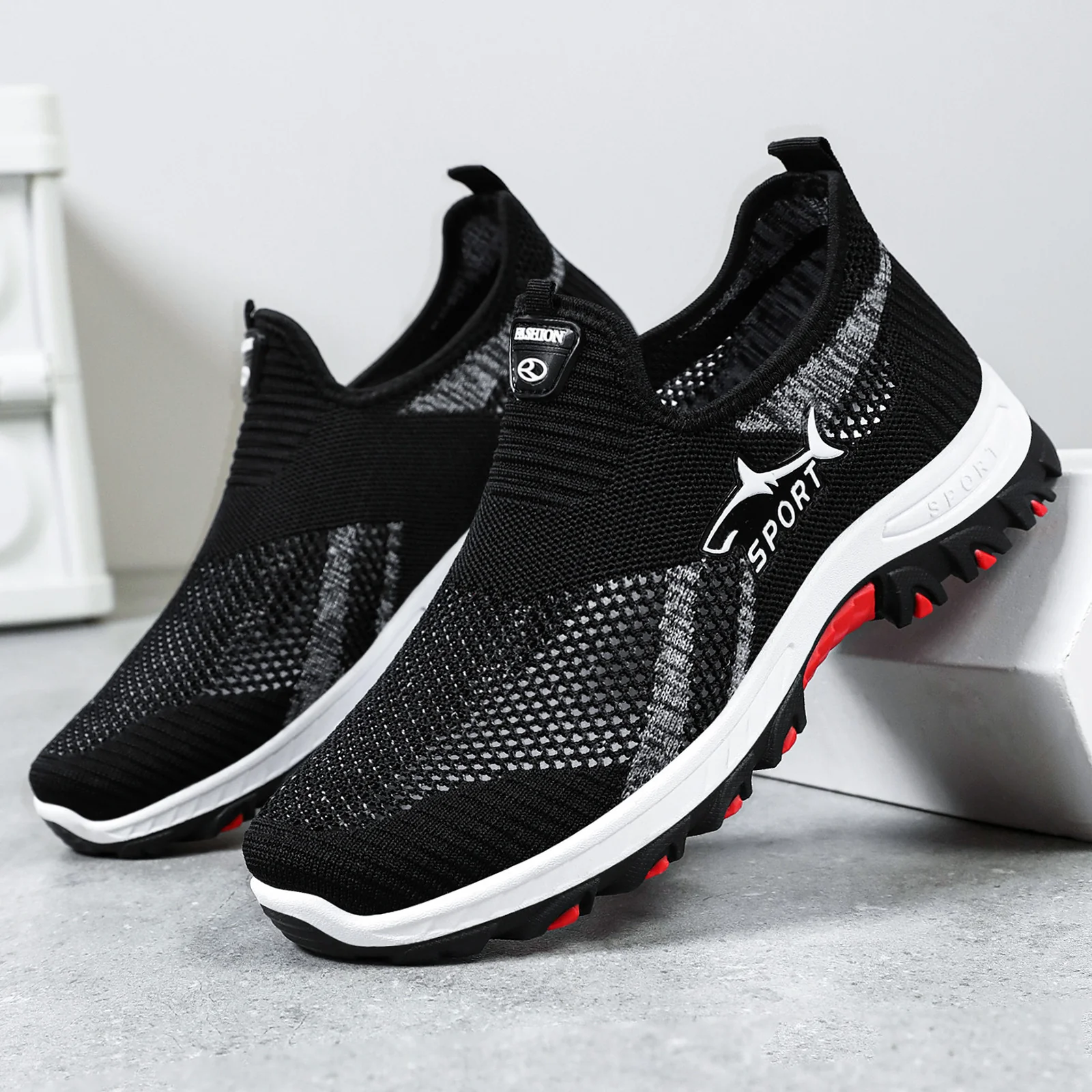 Damen Sportliche Slip-On Sneakers mit atmungsaktivem Strickdesign Heidi Mode