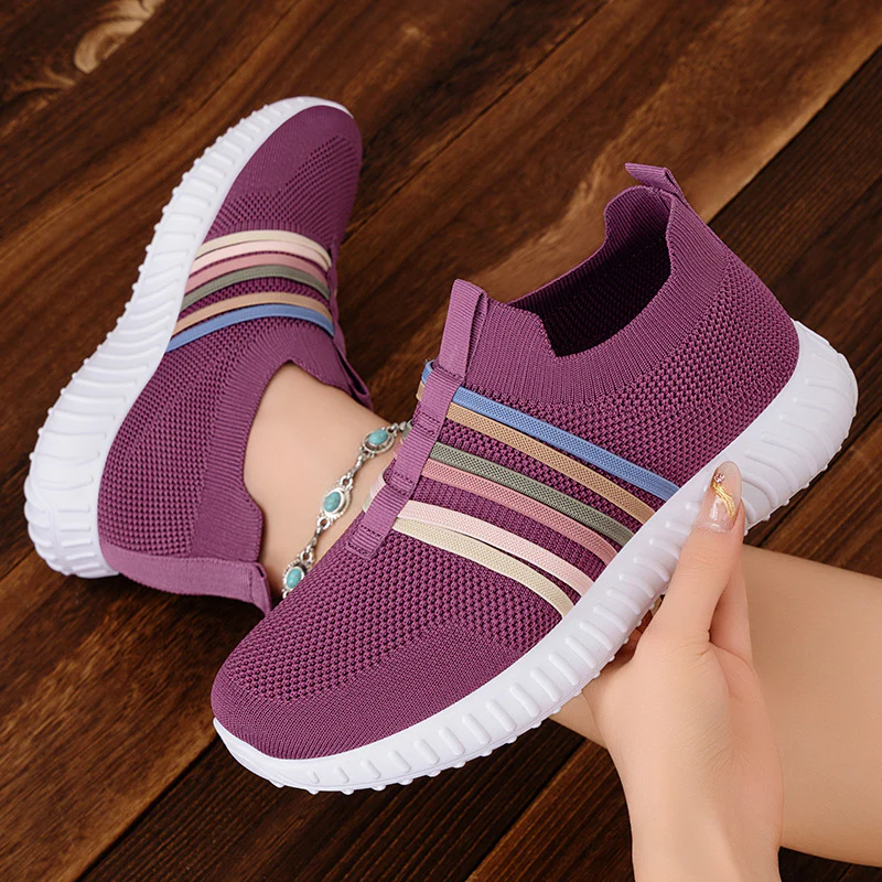 Damen Sportliche Slip-On Sneakers mit elastischem Obermaterial und rutschfester Sohle Heidi Mode
