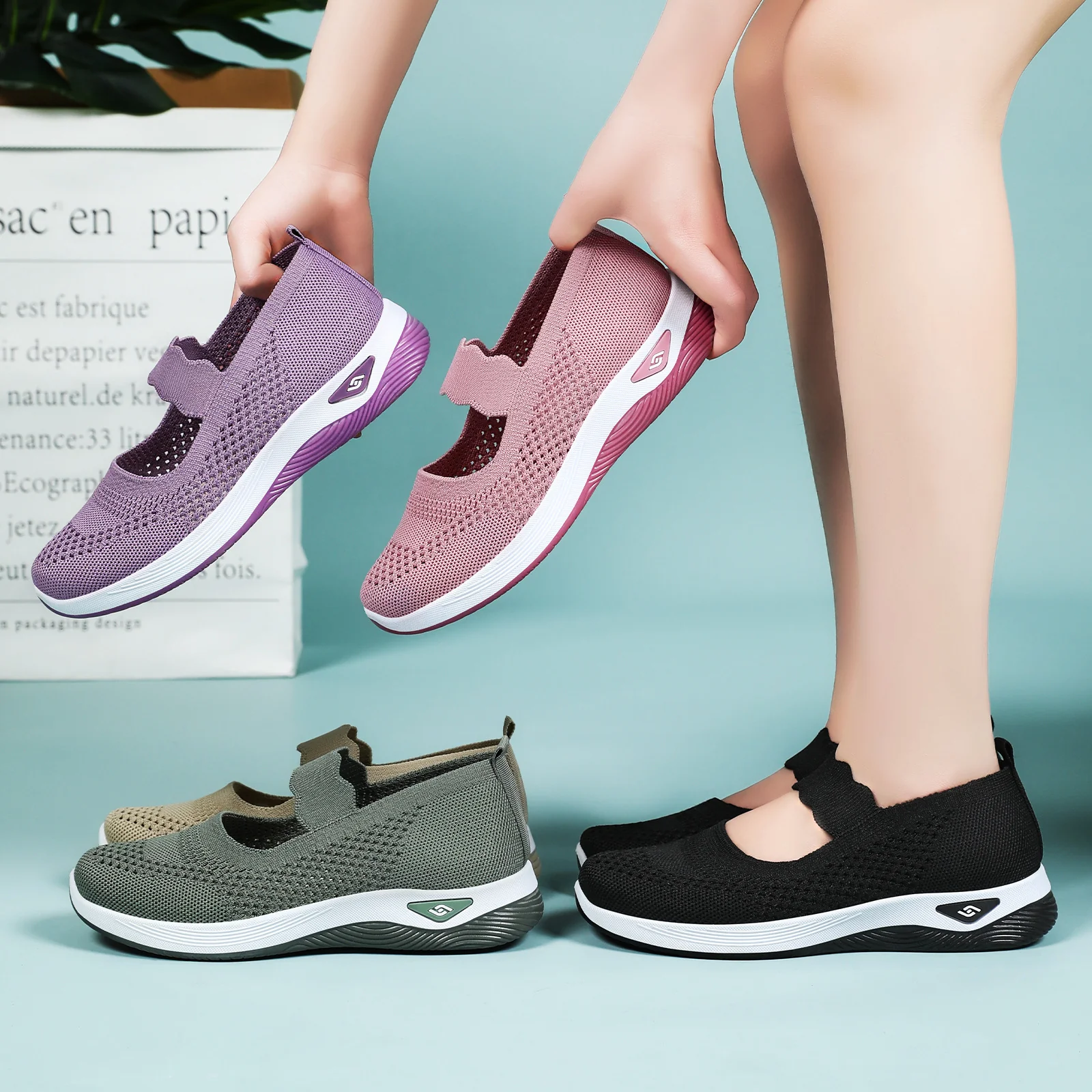 Damen Sportliche Slip-On Sneakers mit elastischem Riemen und atmungsaktivem Obermaterial Heidi Mode - Image 2