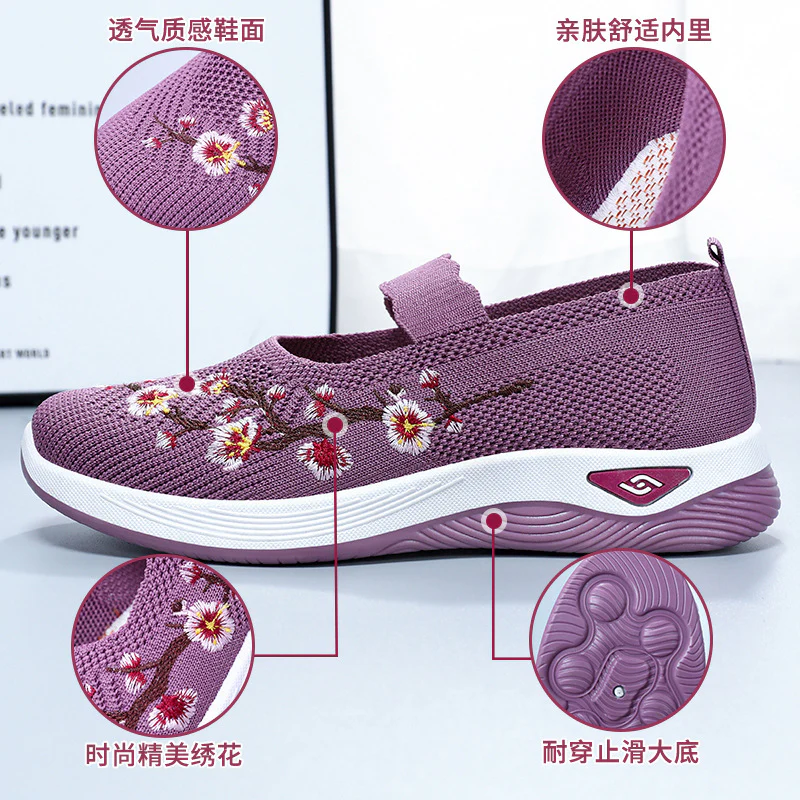 Damen Sportliche Slip-On Sneakers mit floralem Stickdesign Heidi Mode - Image 2
