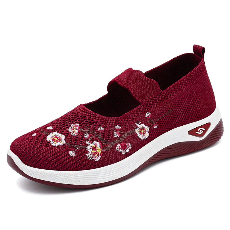 Damen Sportliche Slip-On Sneakers mit floralem Stickdesign Heidi Mode - Image 3