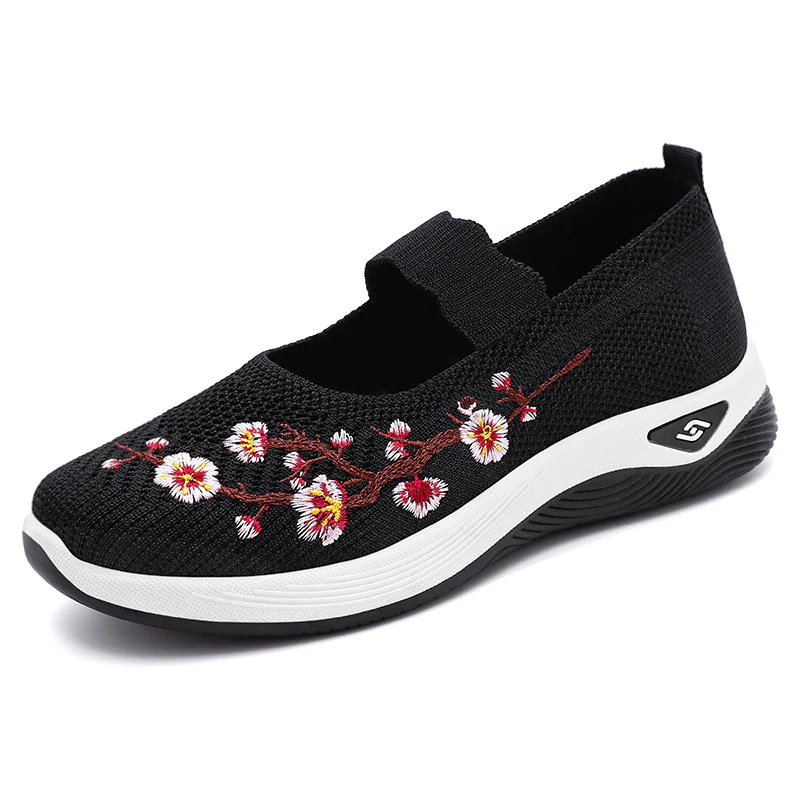 Damen Sportliche Slip-On Sneakers mit floralem Stickdesign Heidi Mode - Image 4