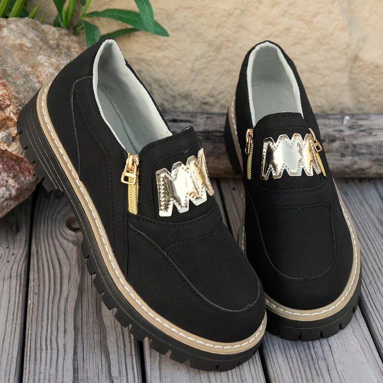 Damen Sportliche Slipper mit glänzendem Reißverschluss und rutschfester Sohle Heidi Mode - Image 3