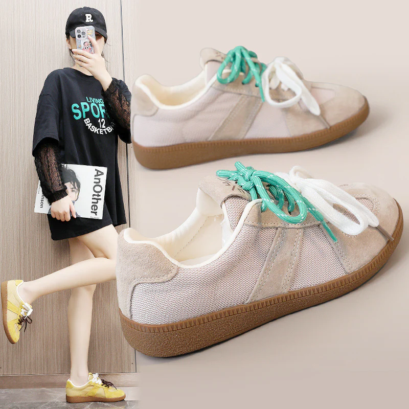 Damen Sportliche Sneaker aus strapazierfähigem Material mit atmungsaktiven Einsätzen Heidi Mode