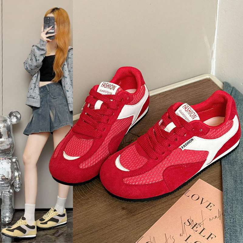 Damen Sportliche Sneaker mit atmungsaktivem Mesh und weichem Velours Heidi Mode - Image 4