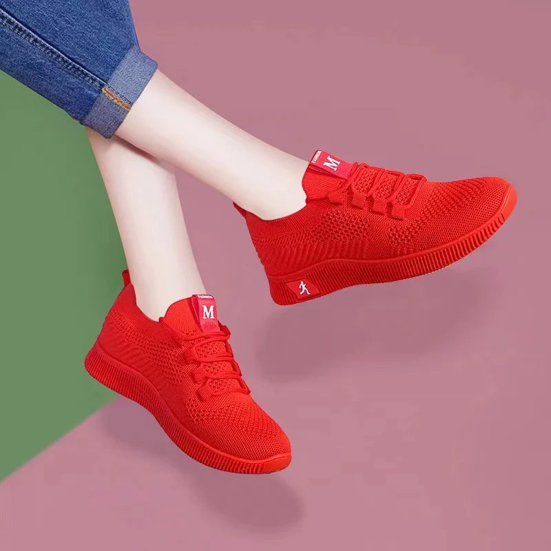 Damen Sportliche Sneaker mit atmungsaktiver Mesh-Oberfläche und elastischem Design Heidi Mode