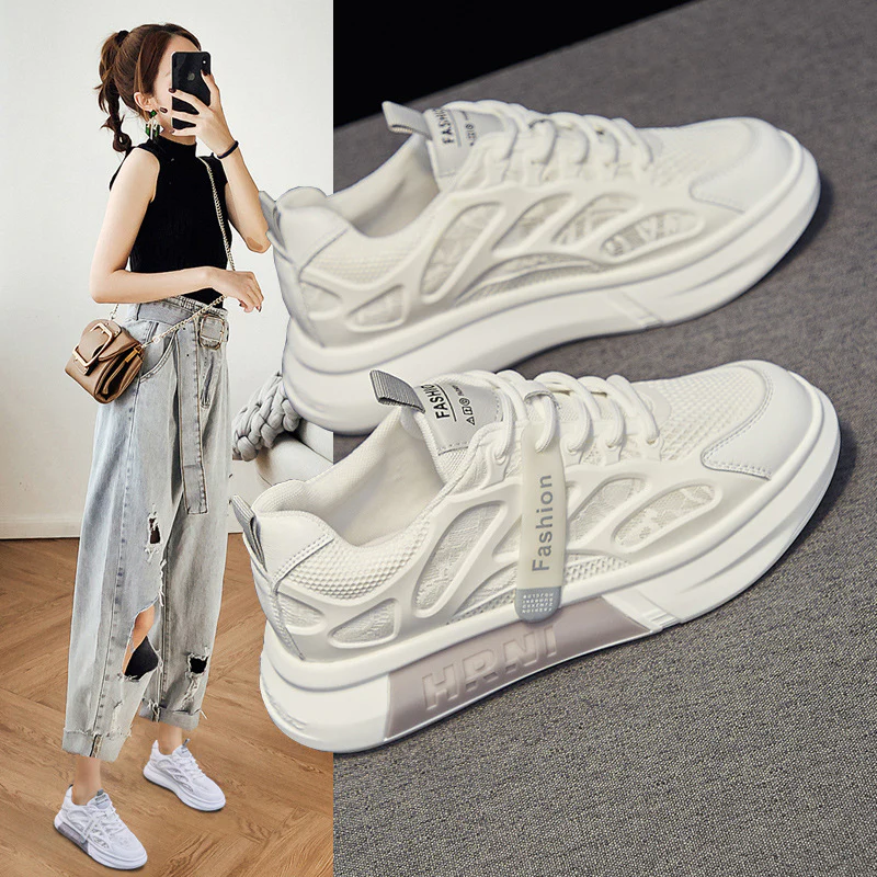 Damen Sportliche Sneaker mit atmungsaktiver Netzstruktur und ergonomischer Dämpfung Heidi Mode