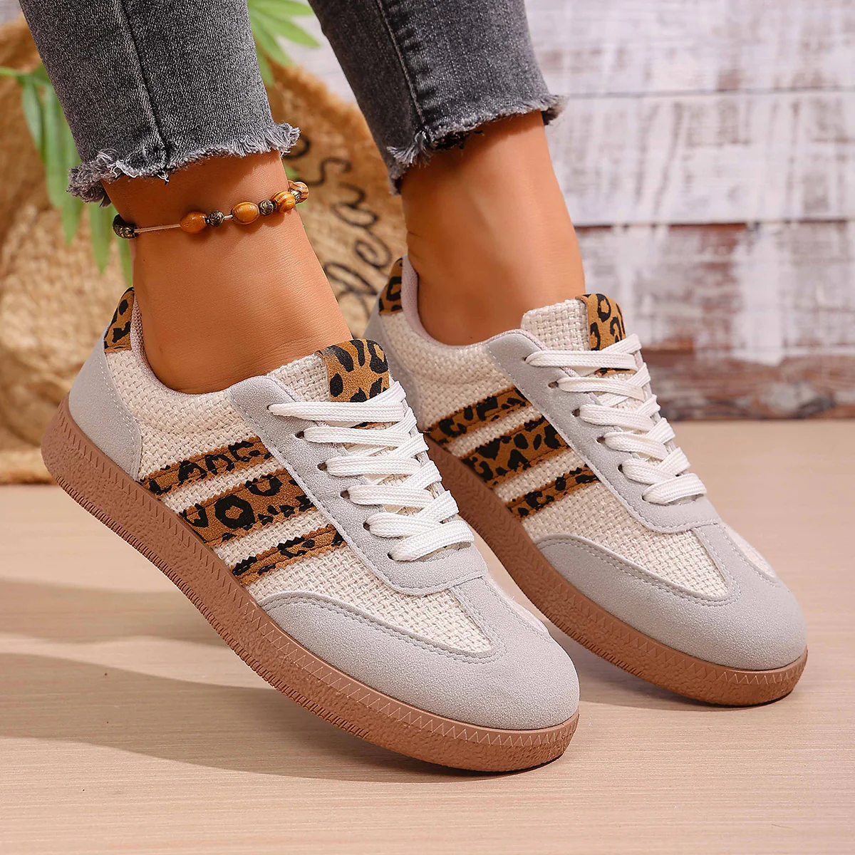Damen Sportliche Sneaker mit Leoprint und atmungsaktivem Obermaterial Heidi Mode - Image 3