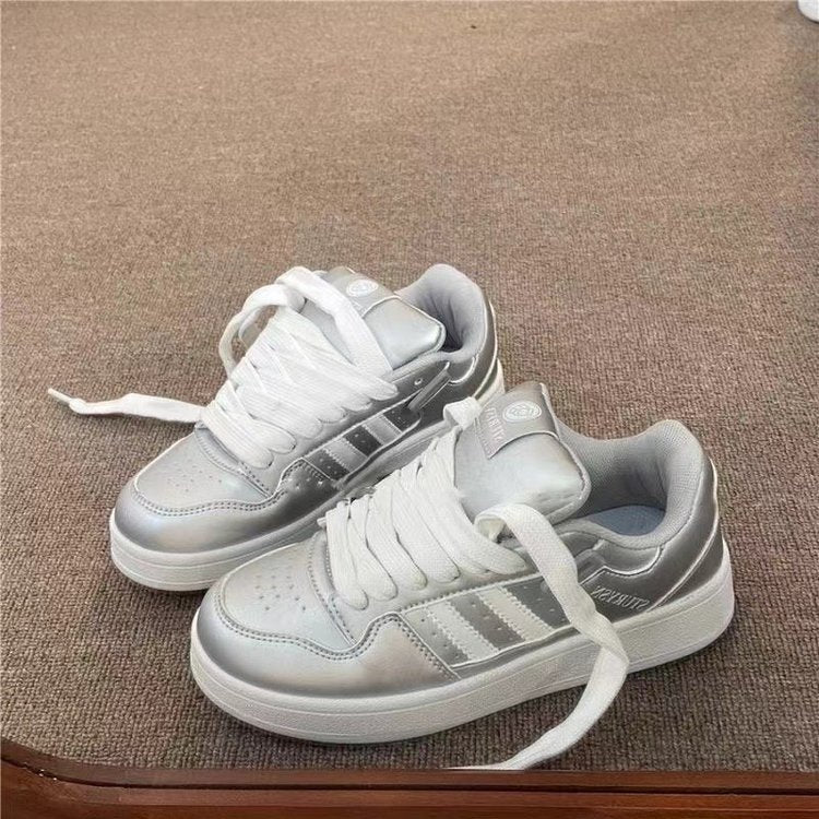 Damen Sportliche Sneaker mit Metallic-Oberfläche und gepolsterter Innensohle Heidi Mode