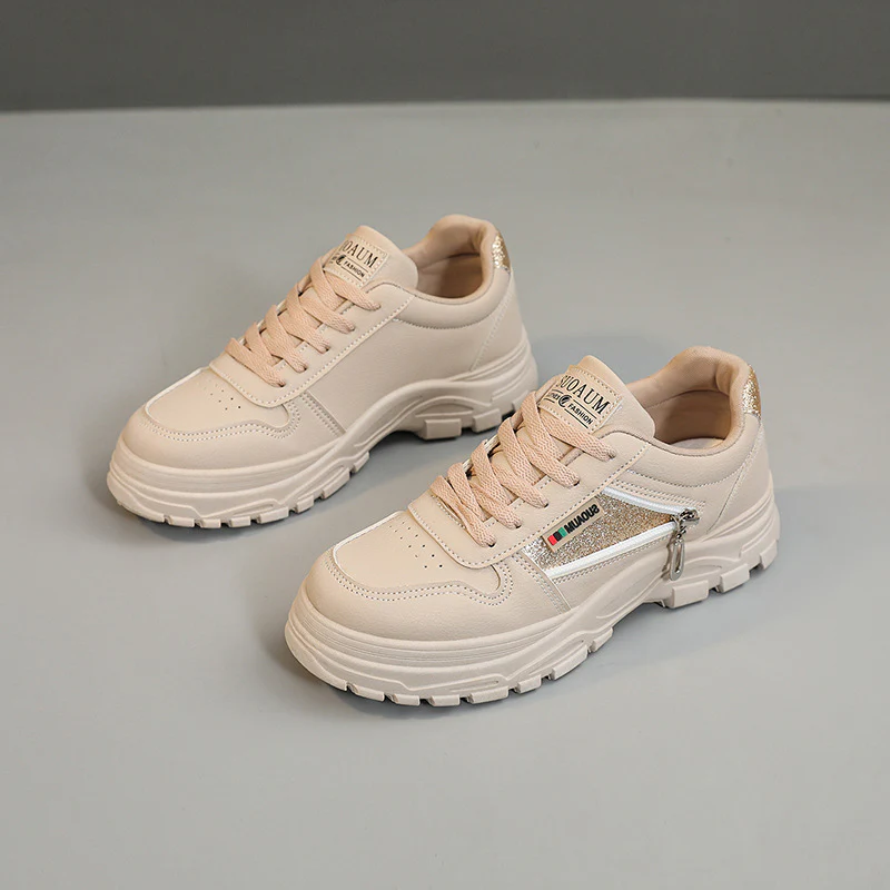 Damen sportliche Sneaker mit modischem Reißverschluss und stoßdämpfender Sohle Heidi Mode - Image 2