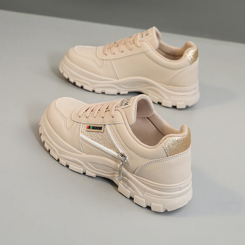 Damen sportliche Sneaker mit modischem Reißverschluss und stoßdämpfender Sohle Heidi Mode - Image 4