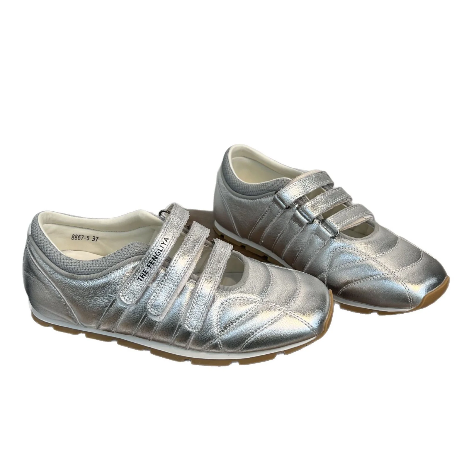 Damen Sportliche Sneaker mit praktischem Klettverschluss und glänzender Oberflächenstruktur Heidi Mode - Image 5