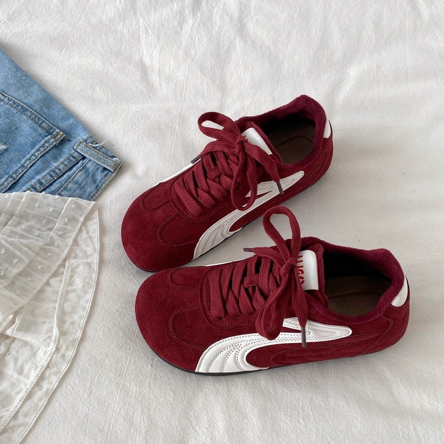 Damen Sportliche Sneaker mit Veloursleder-Obermaterial und gepolsterter Innensohle Heidi Mode - Image 3