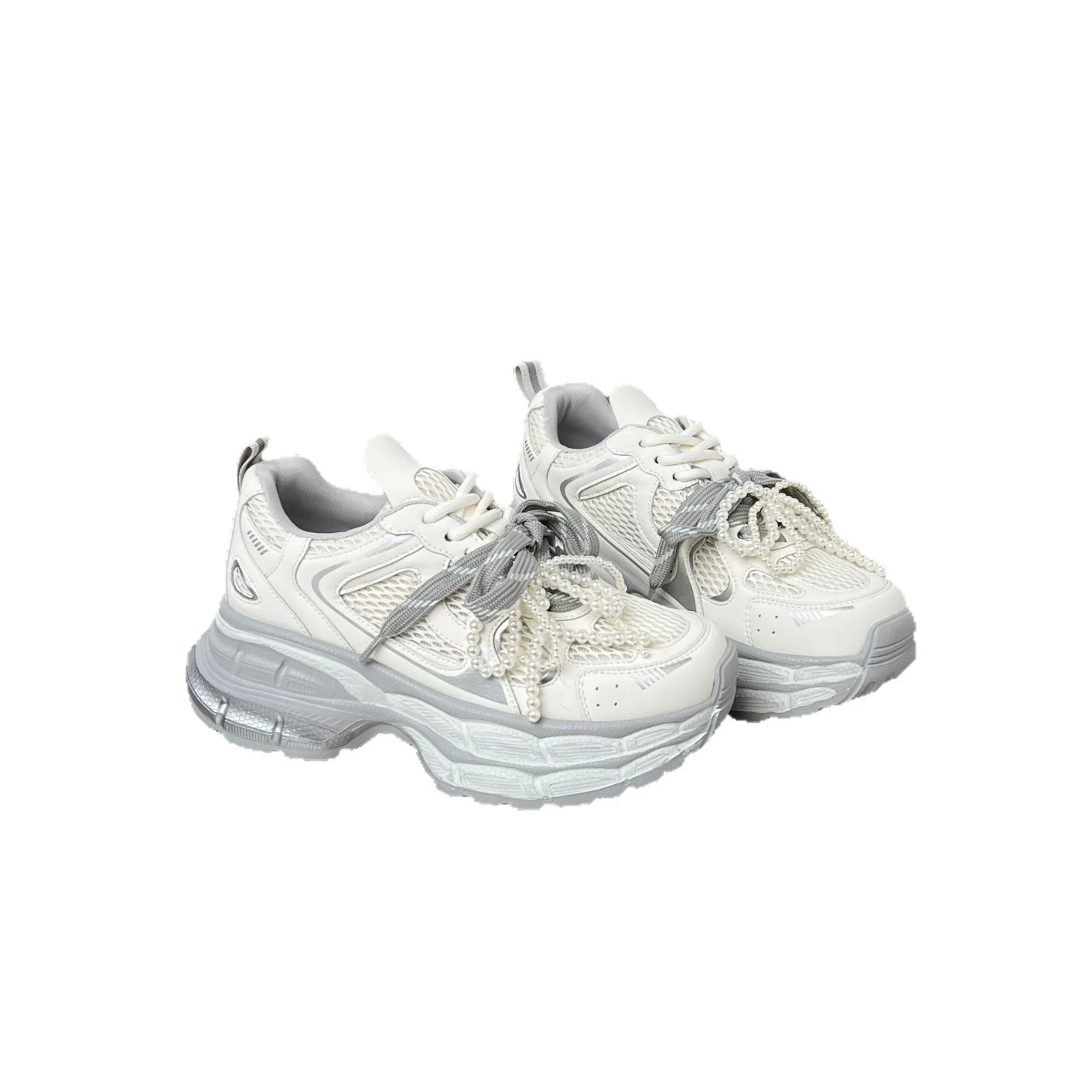 Damen Sportliche Sneakers mit atmungsaktivem Mesh und eleganten perlenverzierten Schnürsenkeln Heidi Mode - Image 5