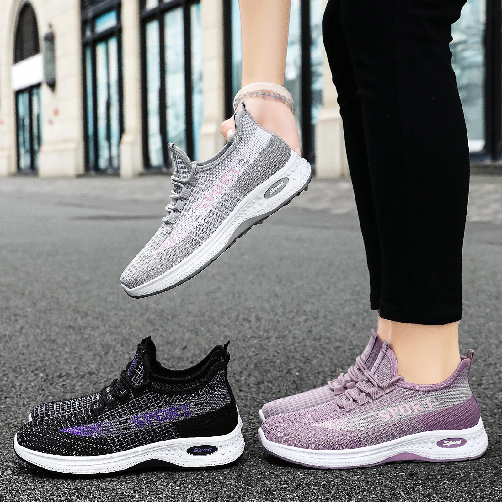Damen Sportliche Sneakers mit atmungsaktivem Strickoberteil und rutschfester Sohle Heidi Mode - Image 3