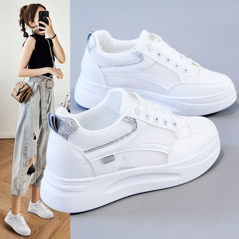 Damen sportliche Sneakers mit atmungsaktiver Mesh-Oberfläche und modischem Design Heidi Mode
