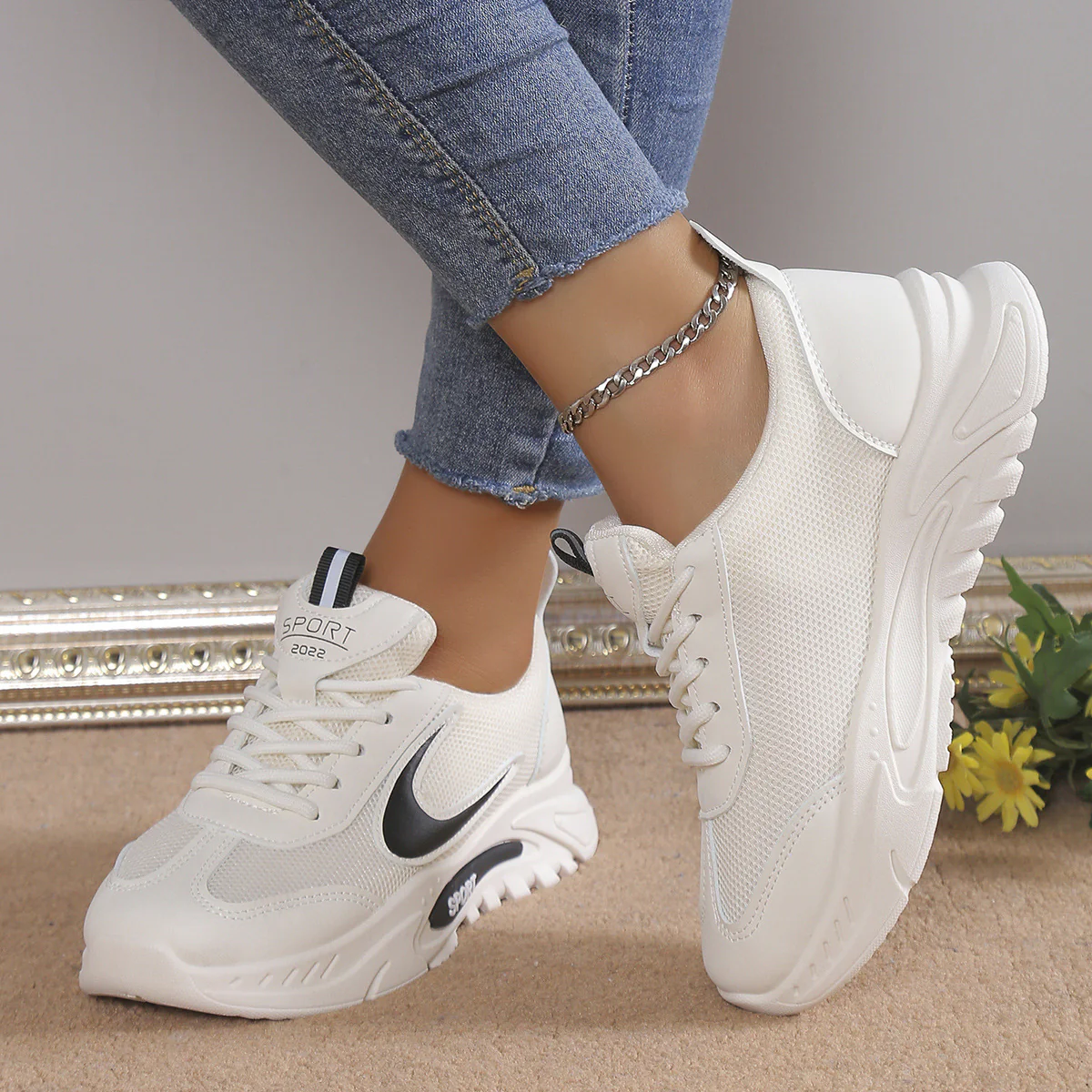 Damen Sportliche Sneakers mit atmungsaktiver Mesh-Oberfläche und stabiler Laufsohle Heidi Mode - Image 4