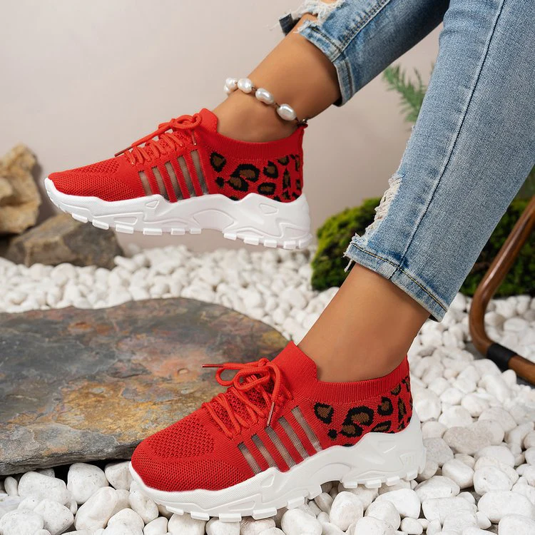 Damen Sportliche Sneakers mit atmungsaktiver Netzstruktur und modischem Leopardenmotiv Heidi Mode - Image 2