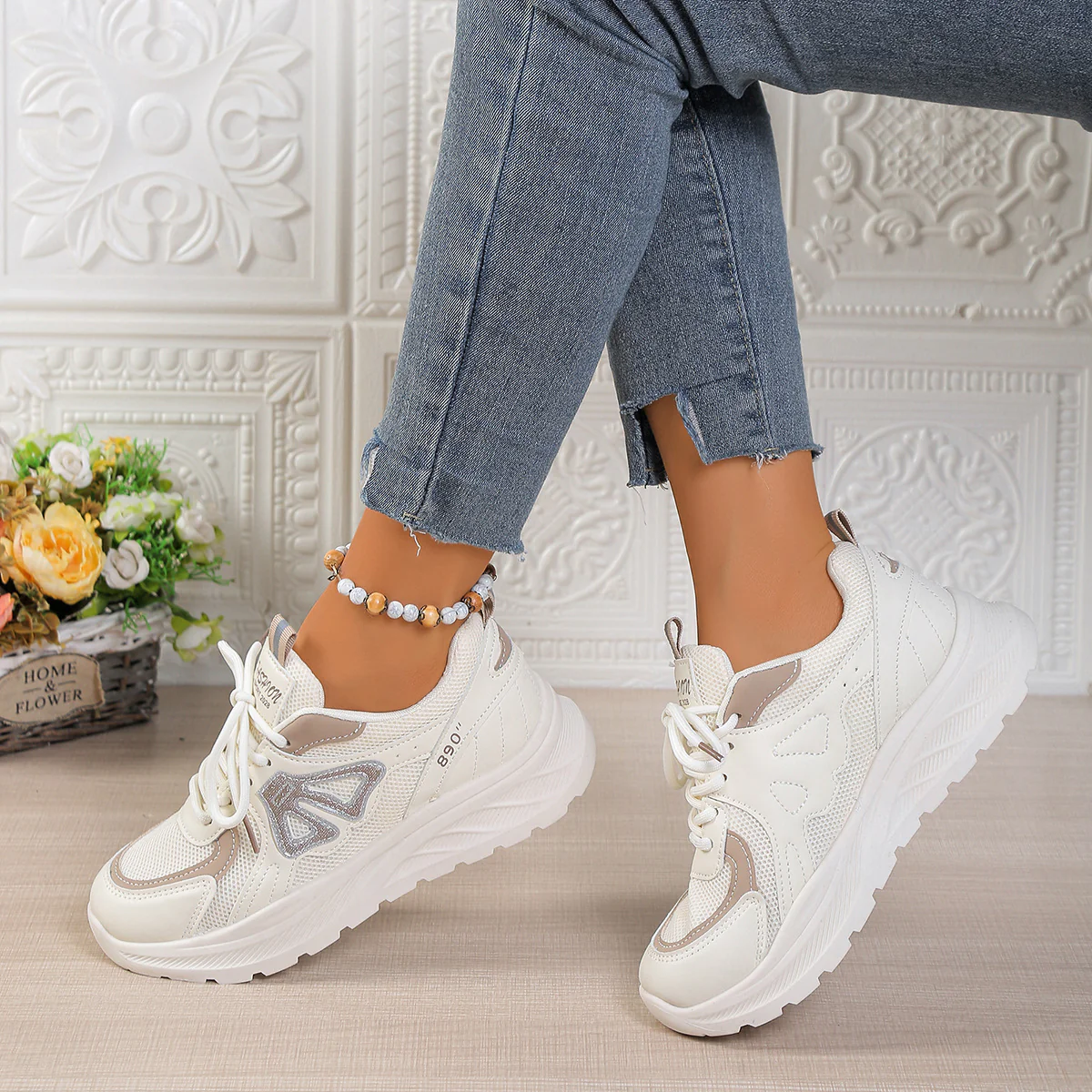 Damen Sportliche Sneakers mit atmungsaktiver Oberflächenstruktur und komfortabler Dämpfung Heidi Mode - Image 3
